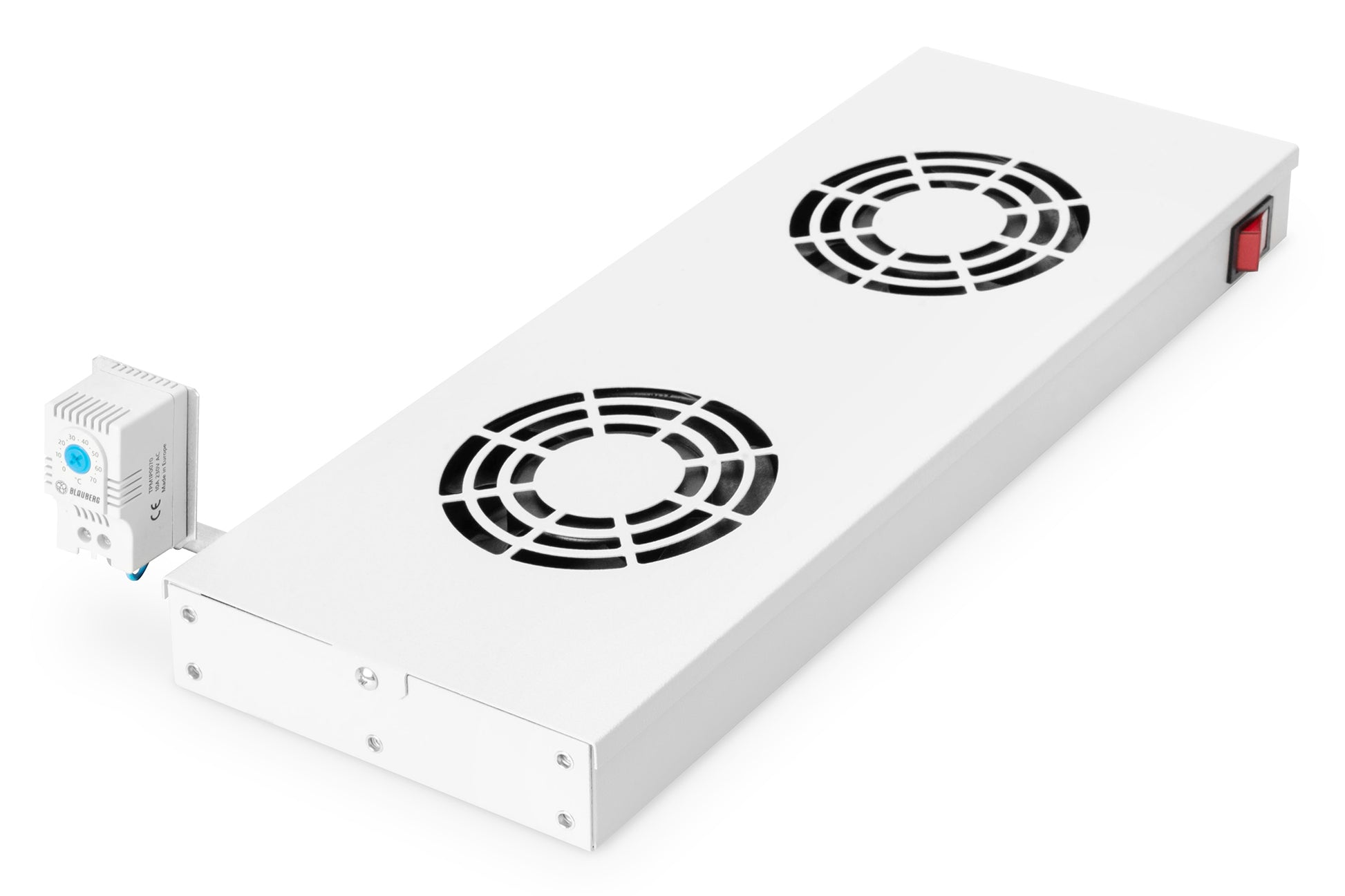 Digitus 19" Belüftungseinheit – 1U, 2×120 mm Lüfter, 276 m³/h, Thermostat, beleuchteter Ein-/Ausschalter