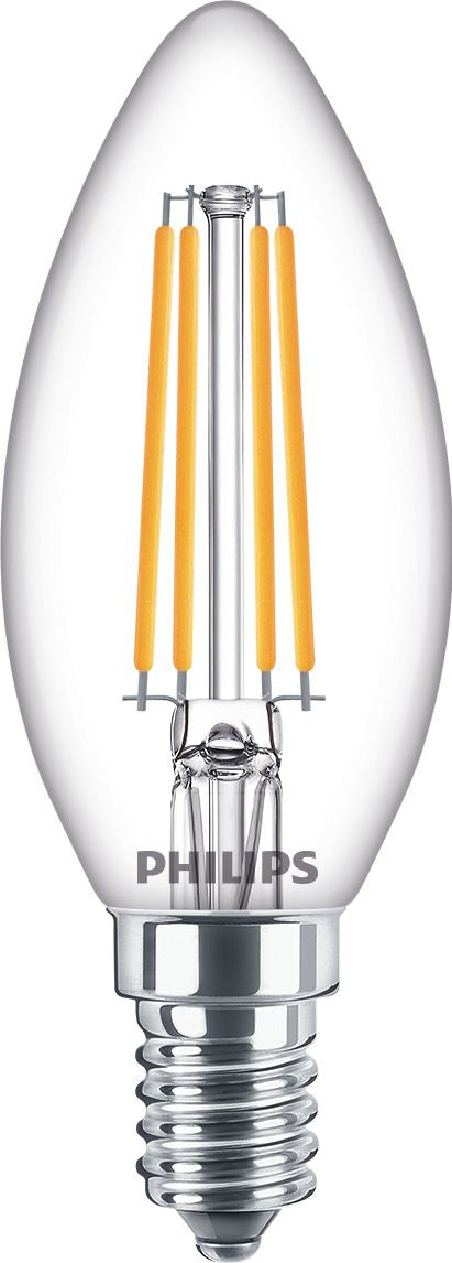 Philips by Signify Philips LED-Leuchtmittel E14 B35 – Neutralweiss 4000 K, 806 lm, 6,5 W – IP44 – 1 Stk., Transparent/Glas