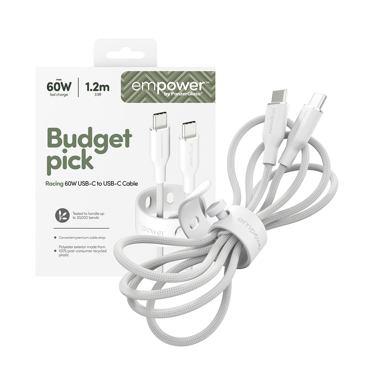 PanzerGlass USB-C auf USB-C Kabel – USB 2.0 (480 Mbit/s) – 1,2 m – PD 60 W – Silber