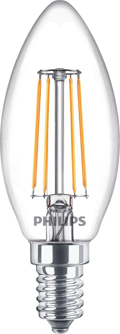 Philips by Signify Philips LED-Leuchtmittel E14 B35 – Neutralweiss 4000 K, 470 lm, 4,3 W – IP20 – 1 Stk. – Transparent, Glas