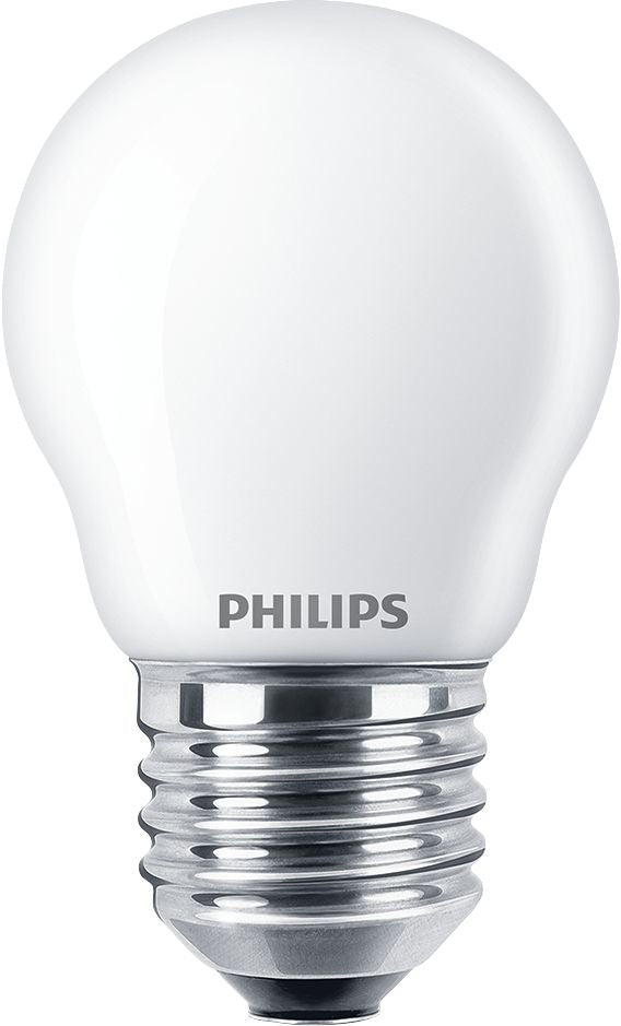 Philips by Signify Philips LED-Leuchtmittel E27 P45 – Neutralweiss 4000 K, 806 lm, 6,5 W – IP20 – 1 Stk. – Weiss, Glas