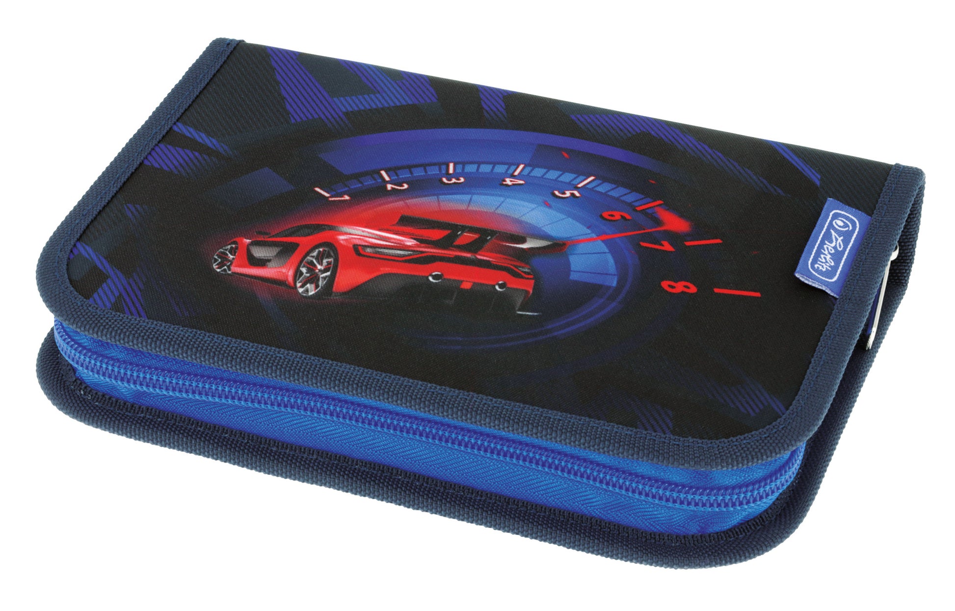 Herlitz High Speed – Schüleretui, gefüllt (31-teilig), schwarz, königsblau, Polyester, 20,5 × 3,8 × 14 cm