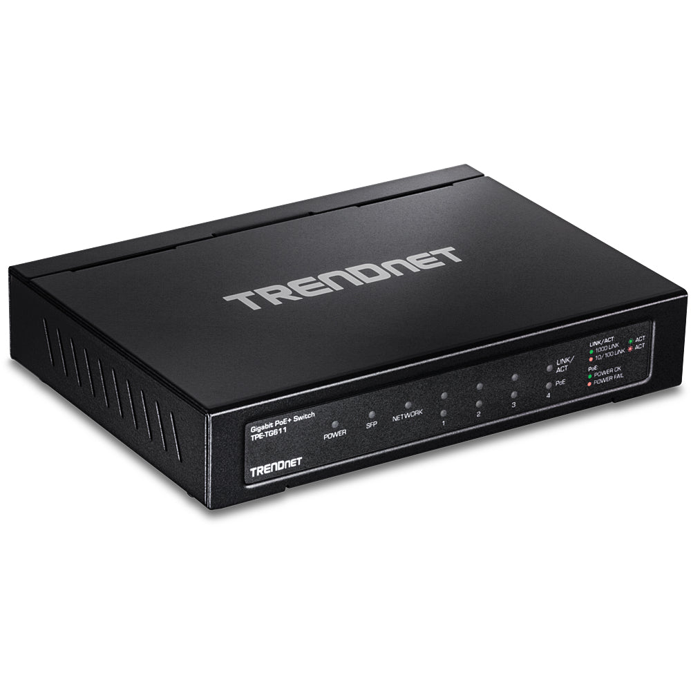 TRENDnet TPE-TG611 – Managed Switch – 5×GbE, 1×SFP, PoE+ 65 W