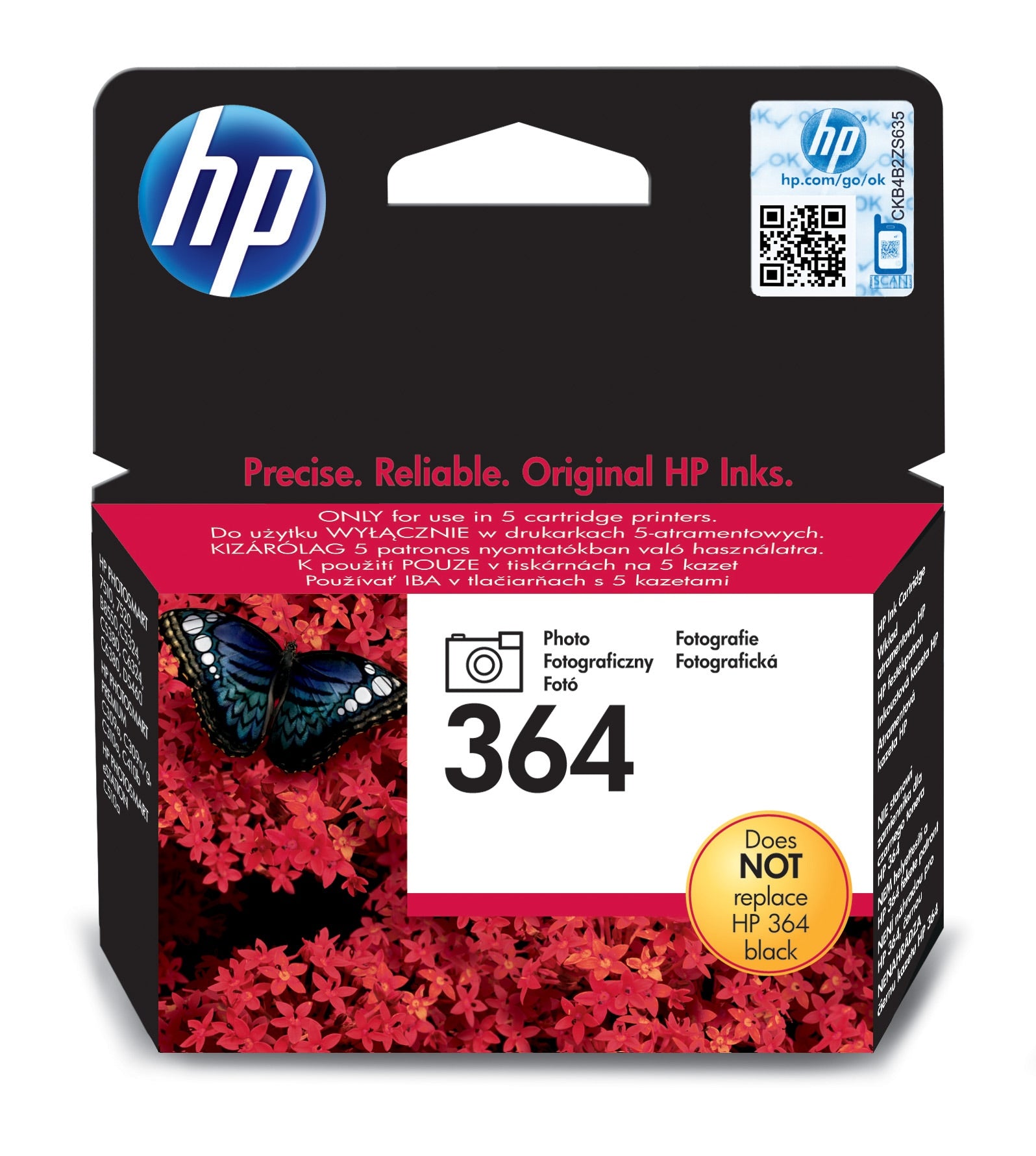 HP 364 Foto-Schwarz Tintenpatrone (Original) – 130 Seiten – für HP Photosmart 7510/7520, B109a/B109d/B109n…