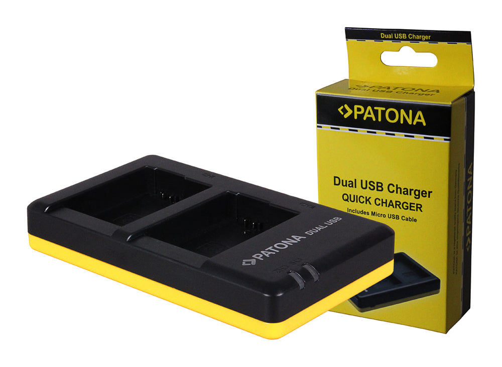 PATONA Dual Ladegerät NP-FW50 Akkulader – 2-fach, USB – für Sony NEX.3, NEX.3C, NEX.5 und andere