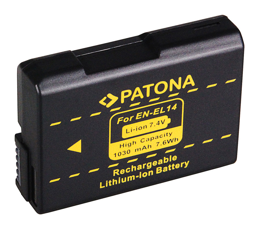 PATONA EN-EL14 Akku – 1030 mAh, 7,4 V – für Nikon CoolPix D3100, D3200, D5100 und andere – Schwarz