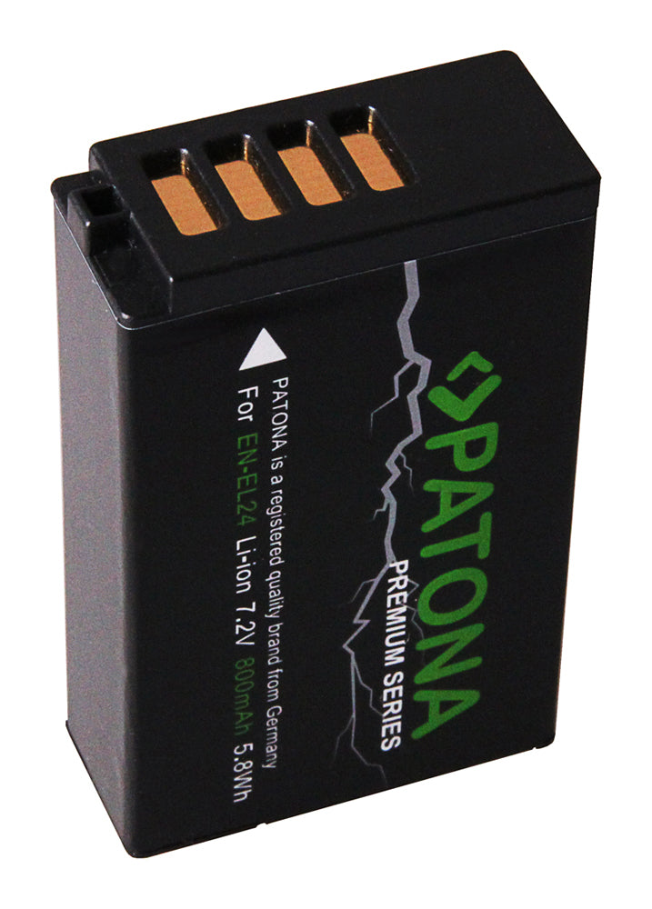 PATONA EN-EL24 Akku – 800 mAh, 7,2 V Li-Ion – für Nikon 1 J5 – Schwarz