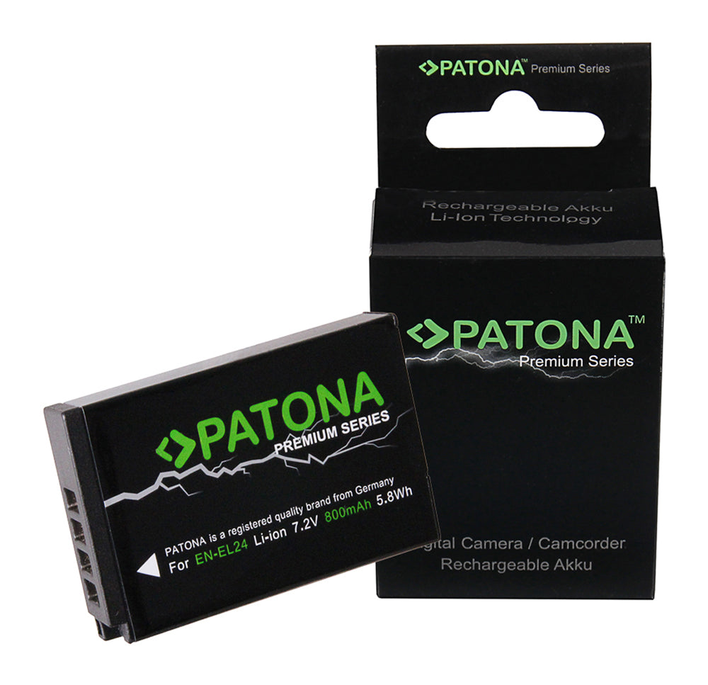 PATONA EN-EL24 Akku – 800 mAh, 7,2 V Li-Ion – für Nikon 1 J5 – Schwarz