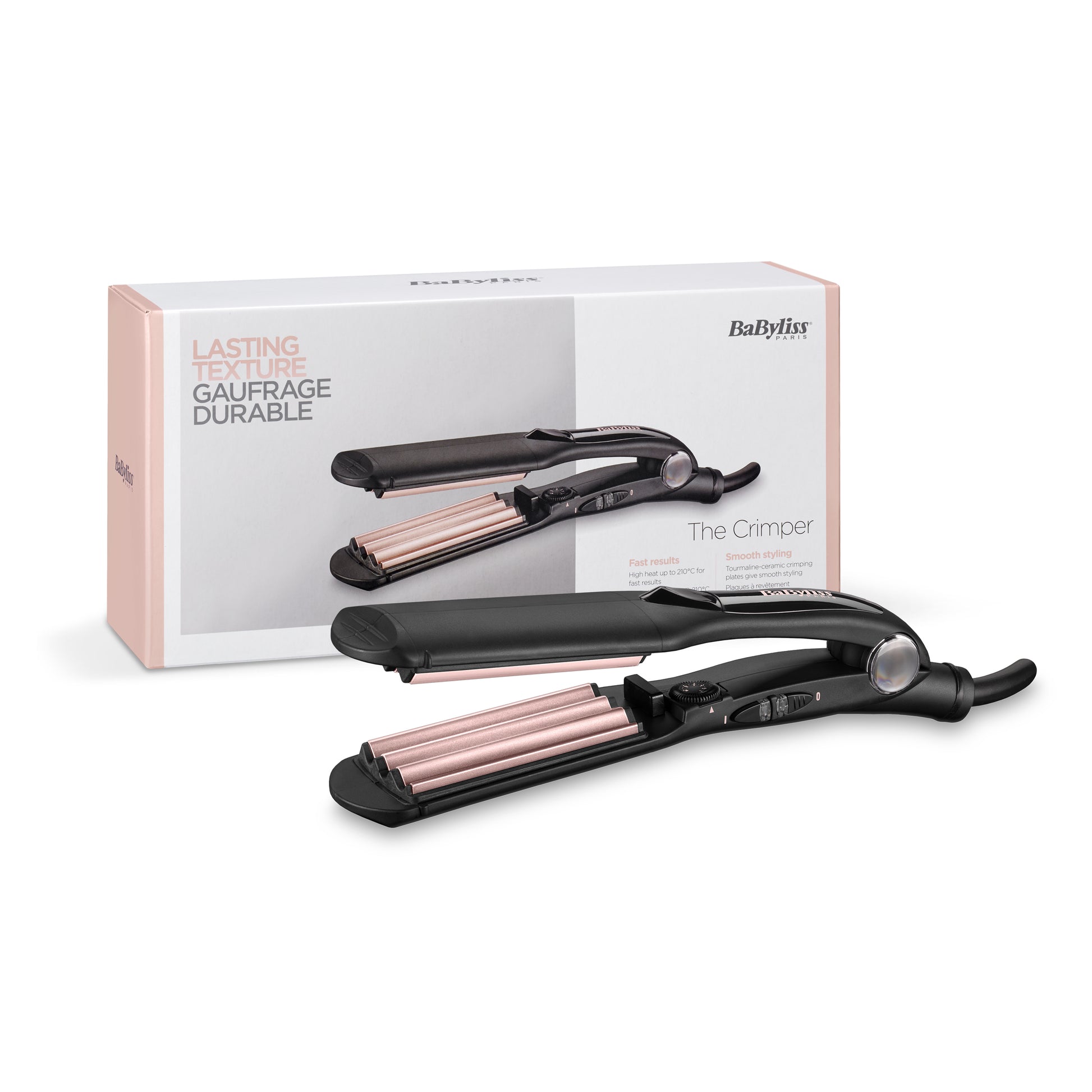 BaByliss Texturiereisen The Crimper 2165CE – Keramik-Turmalin, 120–210 °C – 3,5 cm – Schwarz/Pink