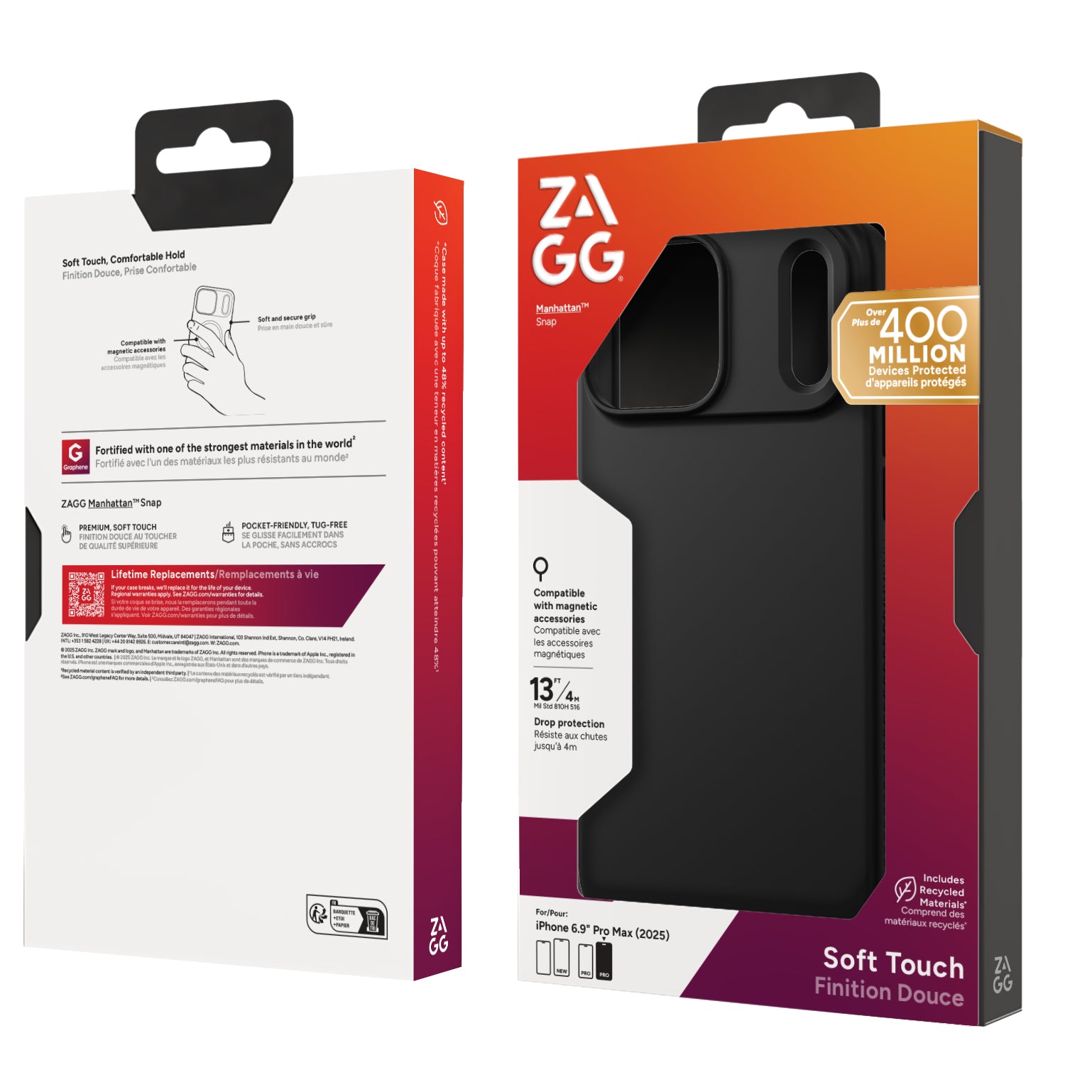 ZAGG Manhattan Snap Backcover – für Apple iPhone 17 Pro Max, Graphen+Silikon, Schwarz, bis 4 m Sturzsicher