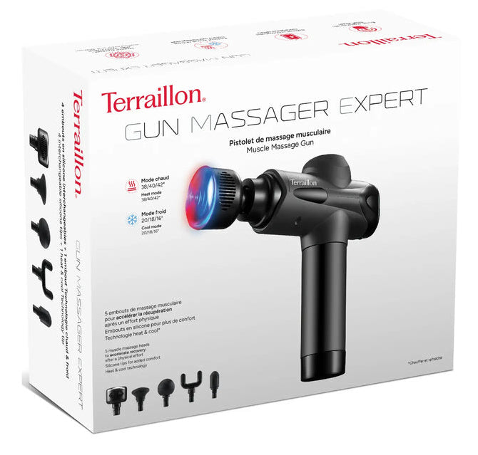 Terraillon Massagepistole Expert – Perkussionsmassage, mit Wärmefunktion – Akku, 20 Stufen