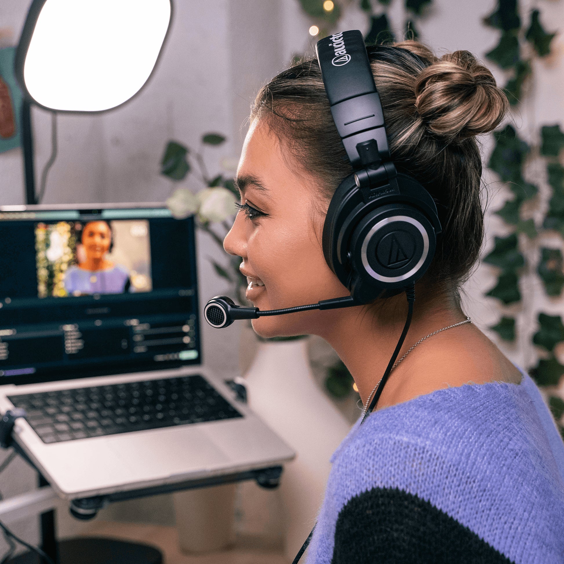 Audio-Technica ATH-M50xSTS Gaming-Headset – Over-Ear, Stereo, Verkabelt (USB-A), für PC, Mac, PS4 u. a., Schwarz