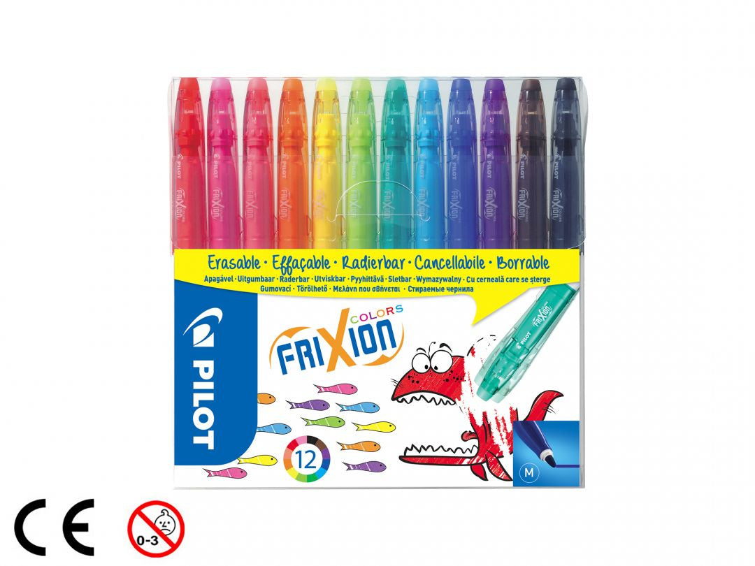 Pilot FriXion Colors Filzstifte – Rundspitze, 0,69 mm, 12 Farben