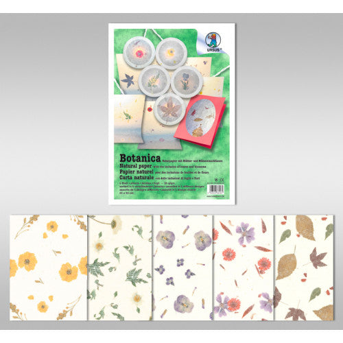 URSUS Decoupage-Papier – 23 × 33 cm, Motiv Blumen/Blätter, 35 g/m² – 5 Blatt