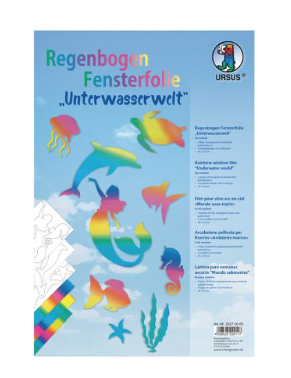 URSUS Fensterfolie – 23 × 33 cm, Regenbogen – 3 Blatt, selbstklebend