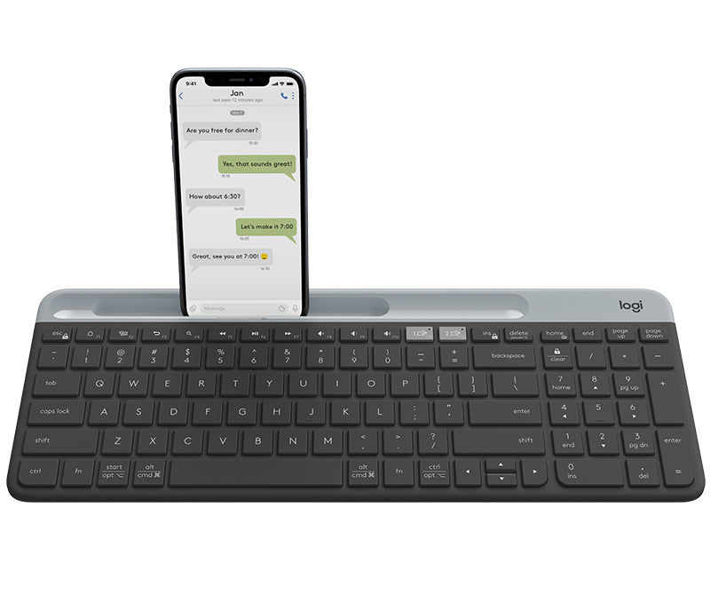 Logitech K580 – Tastatur – Bluetooth & 2,4 GHz (Unifying-Empfänger) – QWERTY (Nordisch) – Graphit