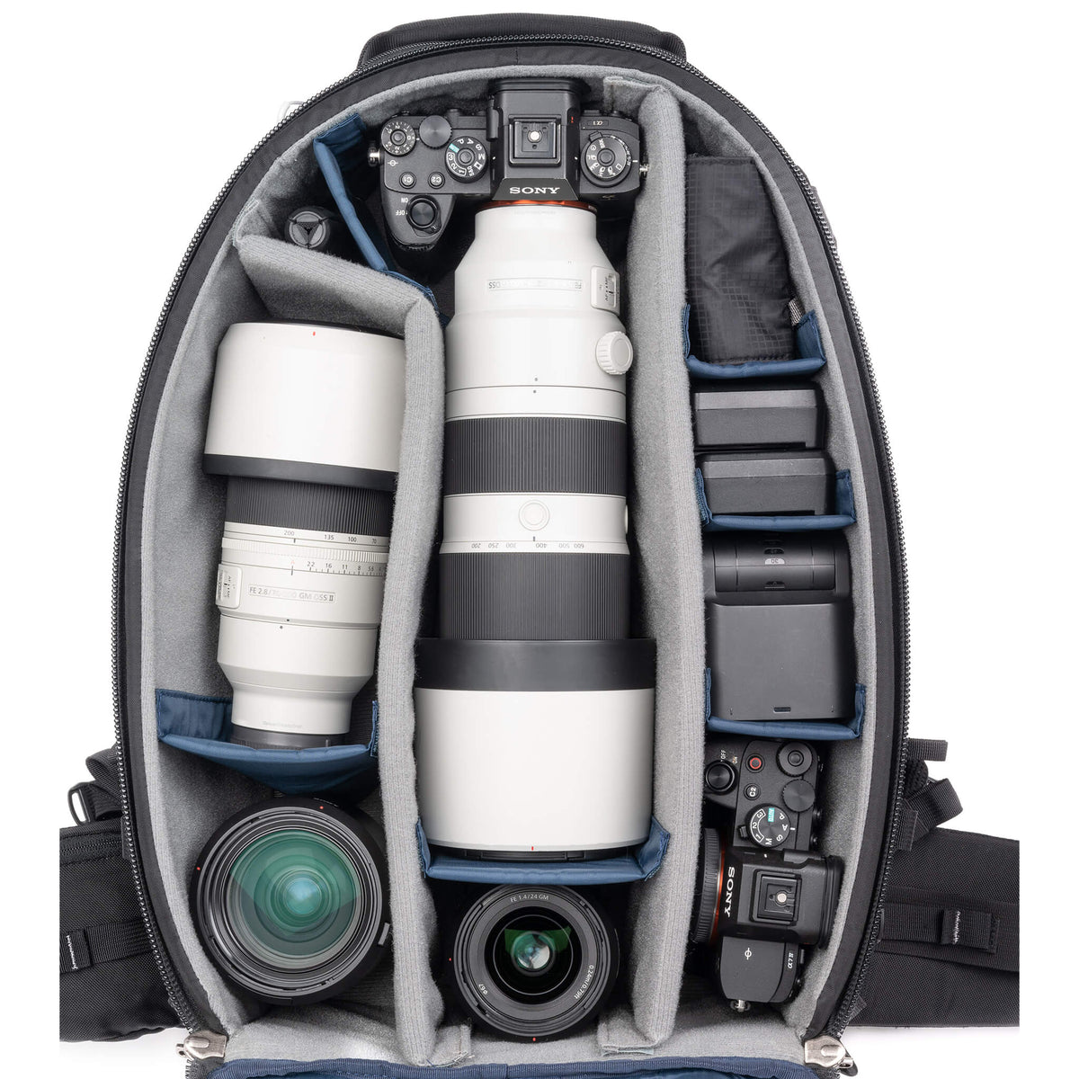 Think Tank FirstLight Rucksack – 35 l, 6 Objektive, wasserfest – für DSLR, Systemkamera, Drohne – Schwarz