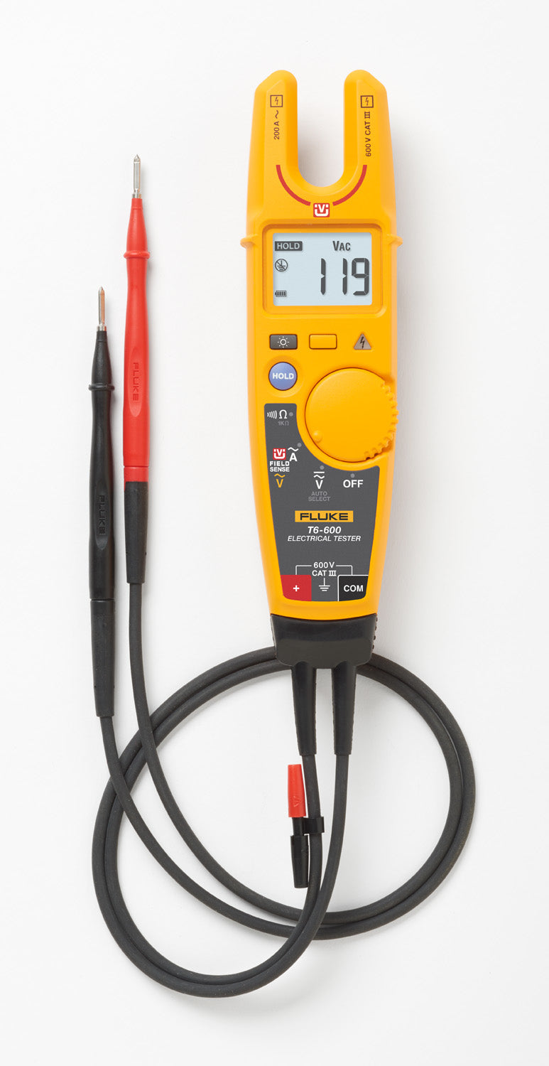 Fluke T6-600 – Spannungsprüfer – 0,1–600 V AC, LCD, Backenbreite 17,8 mm, für Elektrotechnik