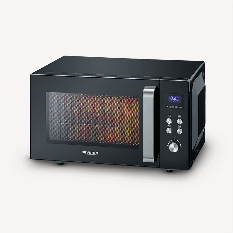Severin Grill-Mikrowelle MW 7763 – 25 l, Grill & Keramikboden, 900 W – Schwarz/Edelstahl