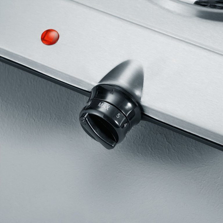Severin Doppelkochplatte DK 1014 – 2 Zonen, 1500 W + 1000 W, Anschlusswert 2500 W – Edelstahl