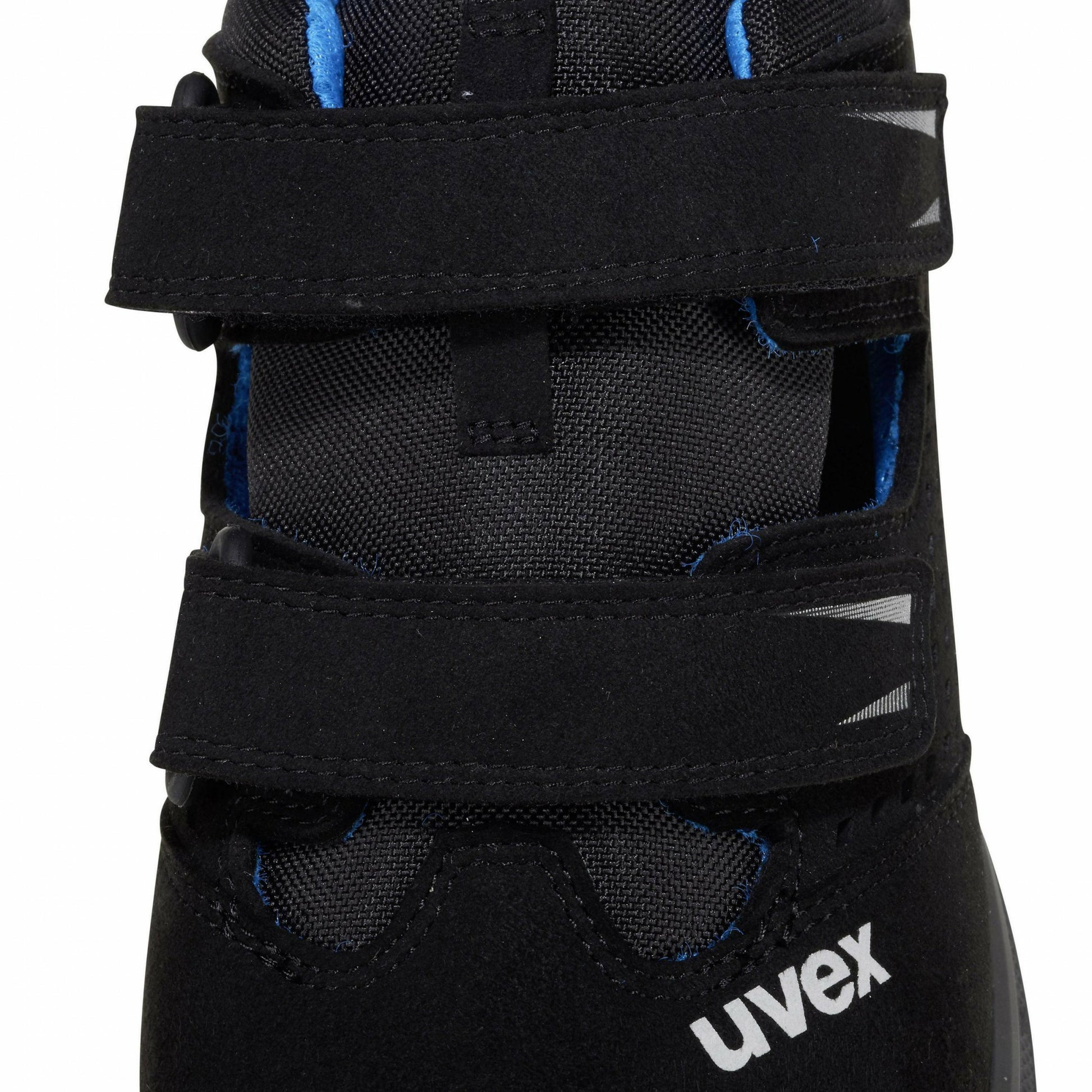 Uvex 2 Trend Sicherheitssandale – S1P, Klettverschluss, Stahlkappe, Schwarz/Blau, Grösse 45