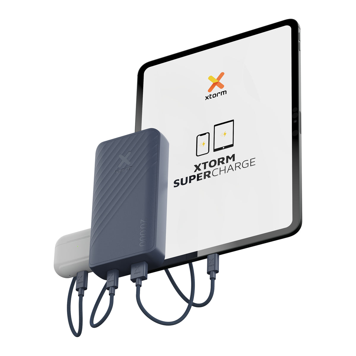 Xtorm Go2 Powerbank 20'000 mAh – 20 W PD, 1× USB-C, 1× USB-A, blau, für Samsung & iPhone