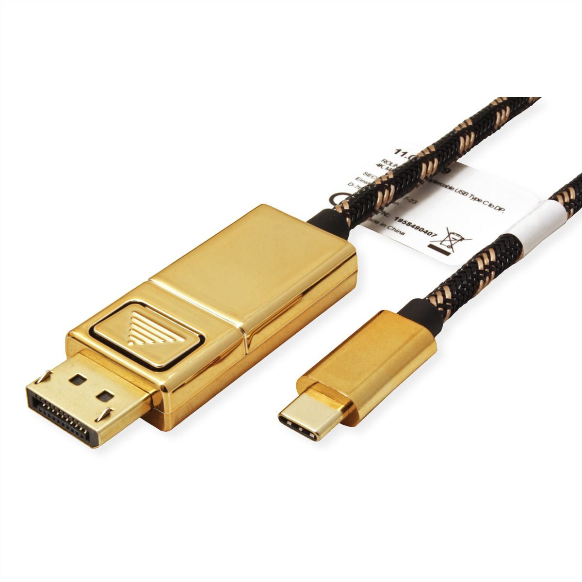 ROLINE GOLD USB-C zu DisplayPort Kabel – 4096 × 2560 @ 60 Hz, DisplayPort 1.2, 2 m