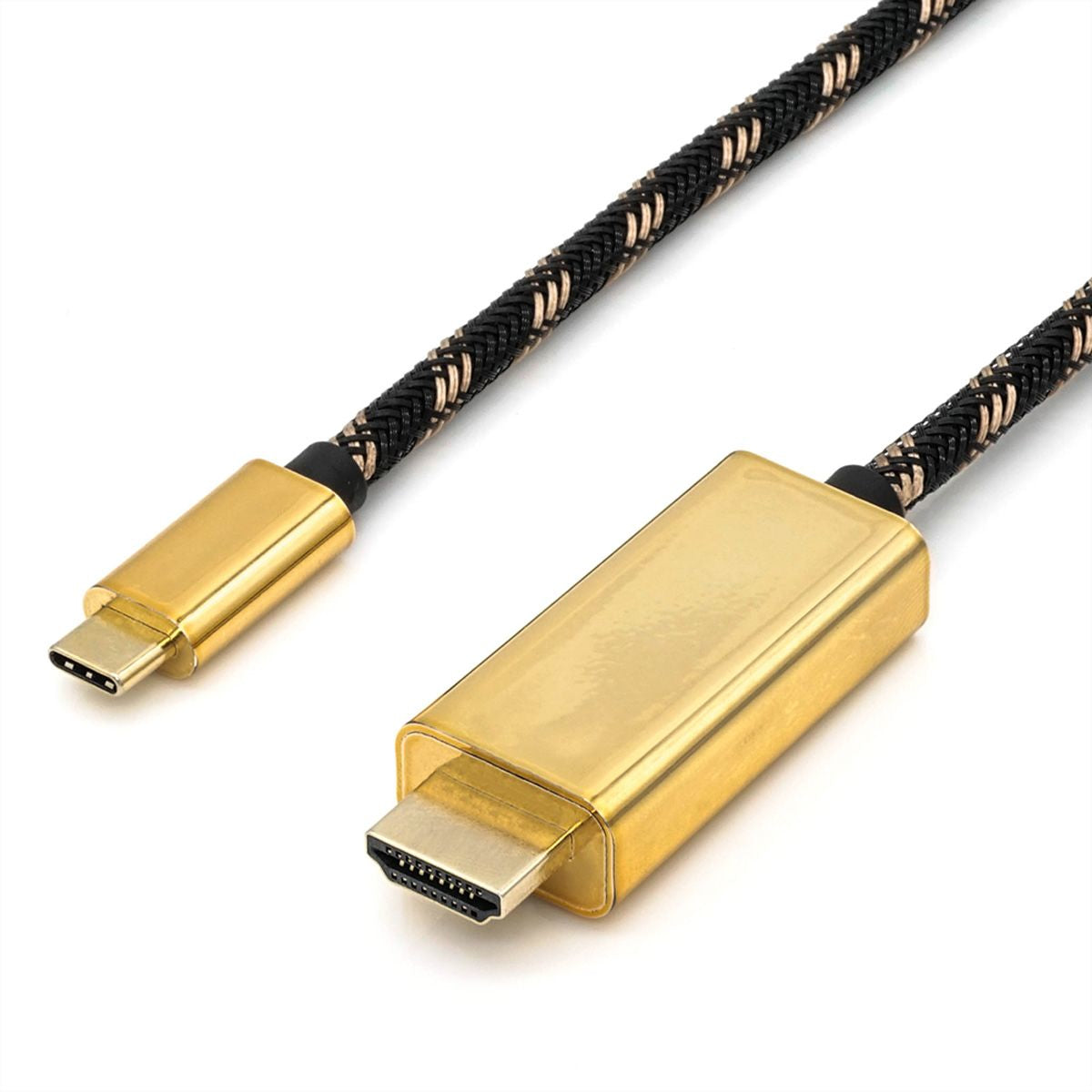 ROLINE USB-C zu HDMI Kabel – 4K (3840 × 2160) @ 60 Hz, 1 m, Schwarz/Gold