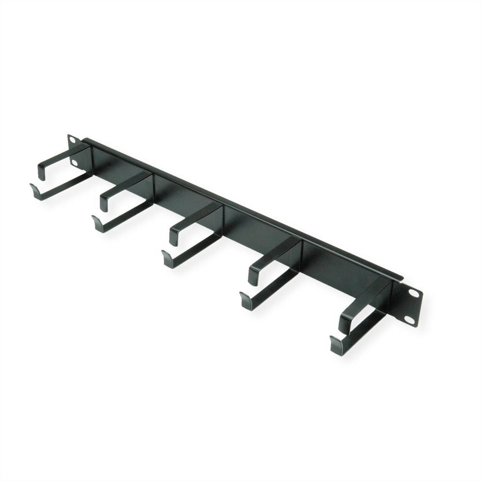 VALUE 19"-Kabelführung, 1 HE, 5 G-Typ Kabelösen, für 19" Rack, Schwarz
