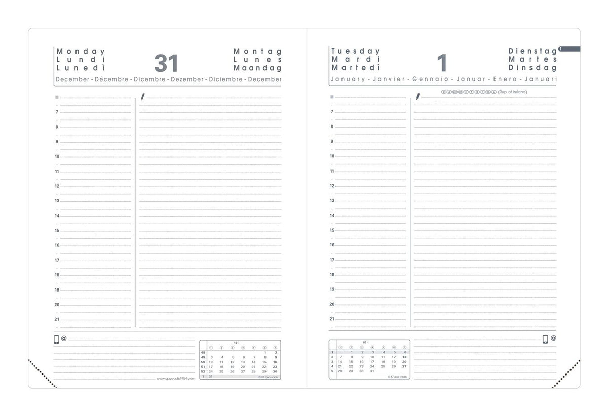Quo Vadis Impala ABP2 – Tagesagenda 2025, 1 Tag/1 Seite, 12 × 17 cm, schwarz