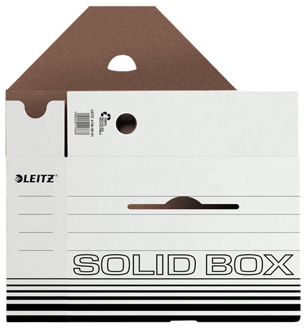 Leitz Solid Archivschachtel – für A4, B 100 × H 257 × T 330 mm, weiss, Karton, 10 Stück
