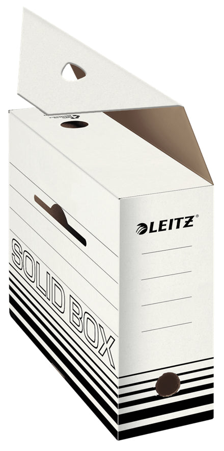Leitz Solid Archivschachtel – für A4, B 100 × H 257 × T 330 mm, weiss, Karton, 10 Stück