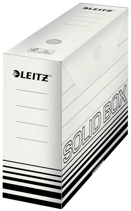 Leitz Solid Archivschachtel – für A4, B 100 × H 257 × T 330 mm, weiss, Karton, 10 Stück