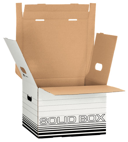 Leitz Solid Box Aufbewahrungsbox B 325 × H 270 × T 360 mm – mit Deckel, mit Tragegriff, schwarz/weiss, Karton