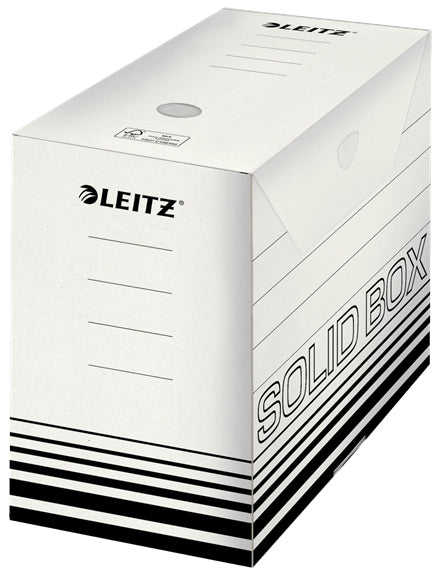 Leitz Solid Archivschachtel – für A4, B 150 × H 257 × T 330 mm, weiss, Karton, 10 Stück