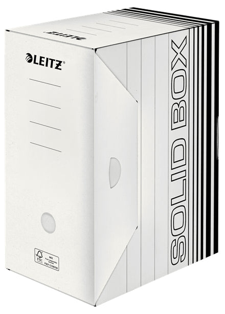 Leitz Solid Archivschachtel – für A4, B 150 × H 257 × T 330 mm, weiss, Karton, 10 Stück