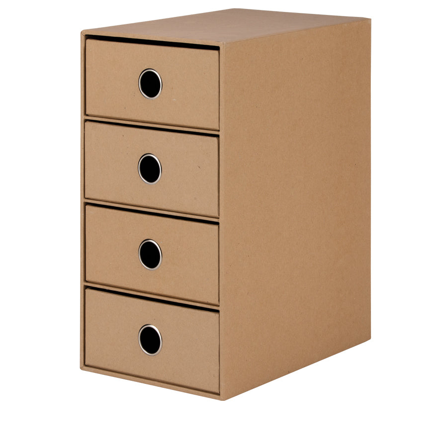 Rössler S.O.H.O. Schubladenelement – 4 Schubladen, für A5, braun, Karton, B 250 × H 320 × T 175 mm, 1 Stück