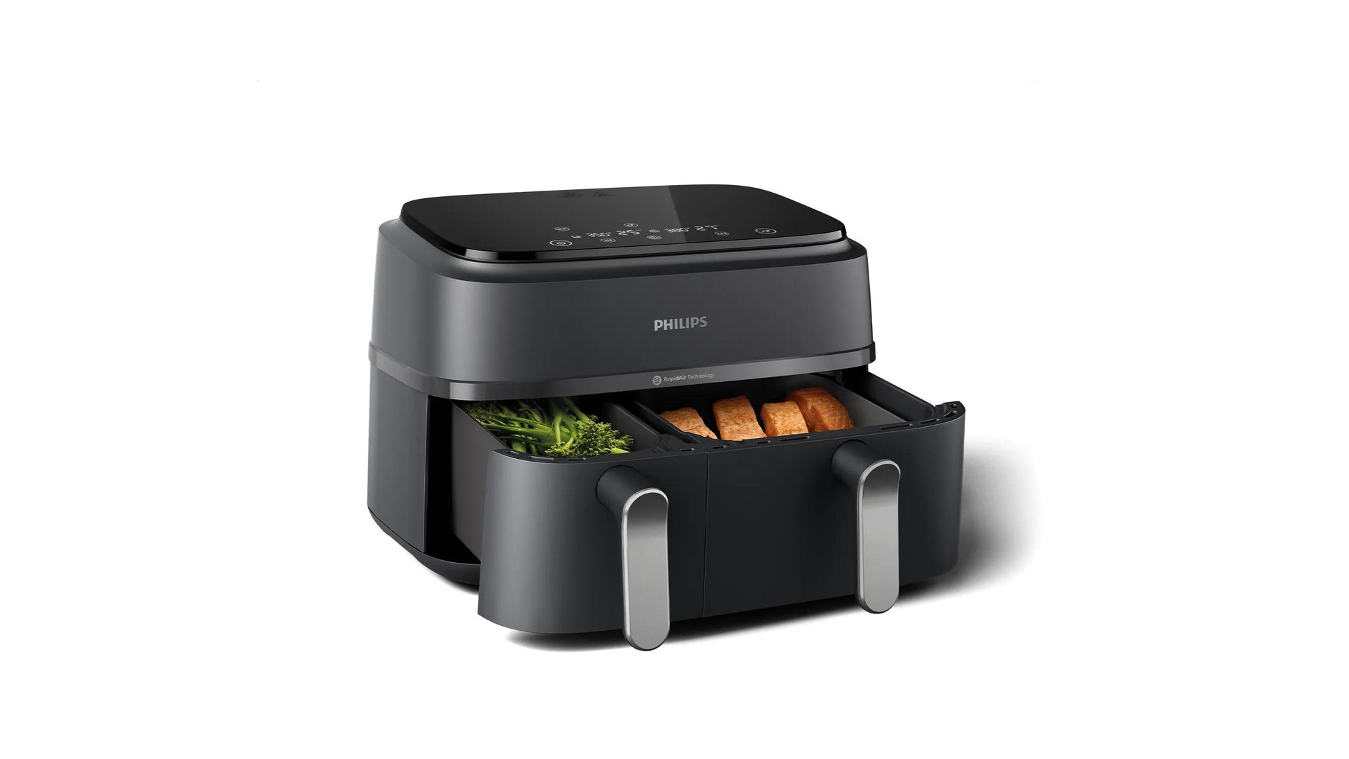 Philips Heissluftfritteuse NA352/00 – 9 l, Dual-Korb, 2750 W – schwarz/bronze