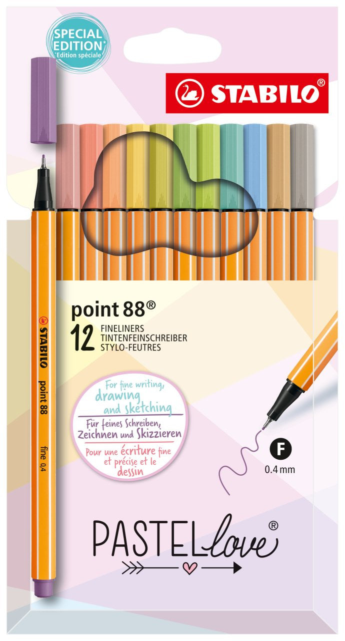 Stabilo Point 88 Fineliner – 12er-Set 0,4 mm – 12 Farben, sortiert