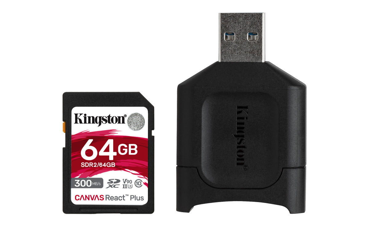 Kingston Technology Kingston Canvas React Plus SD 64 GB – UHS-II, Klasse 10, U3, V90, 300/260 MB/s