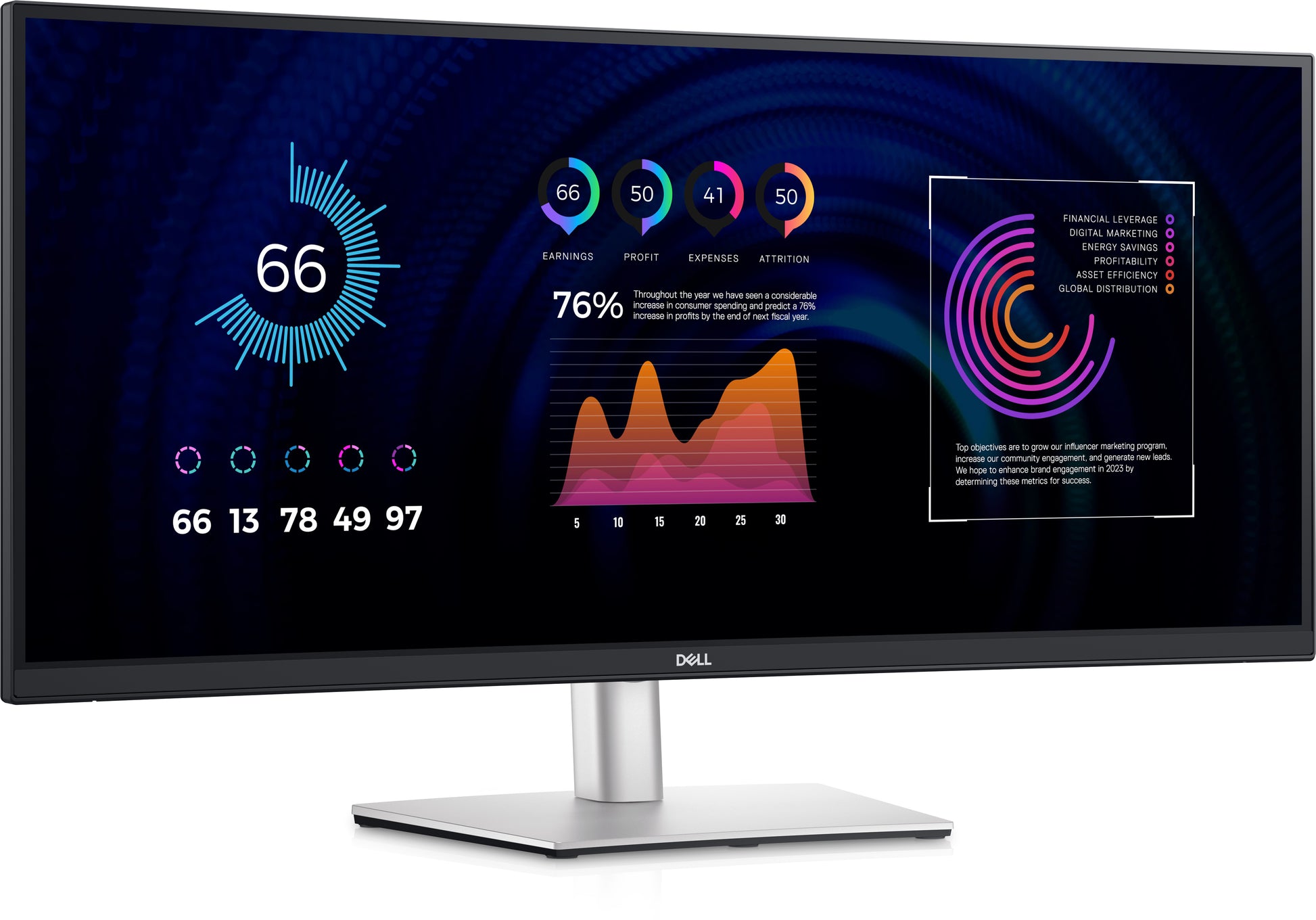 DELL P3424We – Monitor, 34,1" 3440 × 1440, IPS, 60 Hz, 300 cd/m², USB-C, KVM, VESA 100 × 100, Schwarz