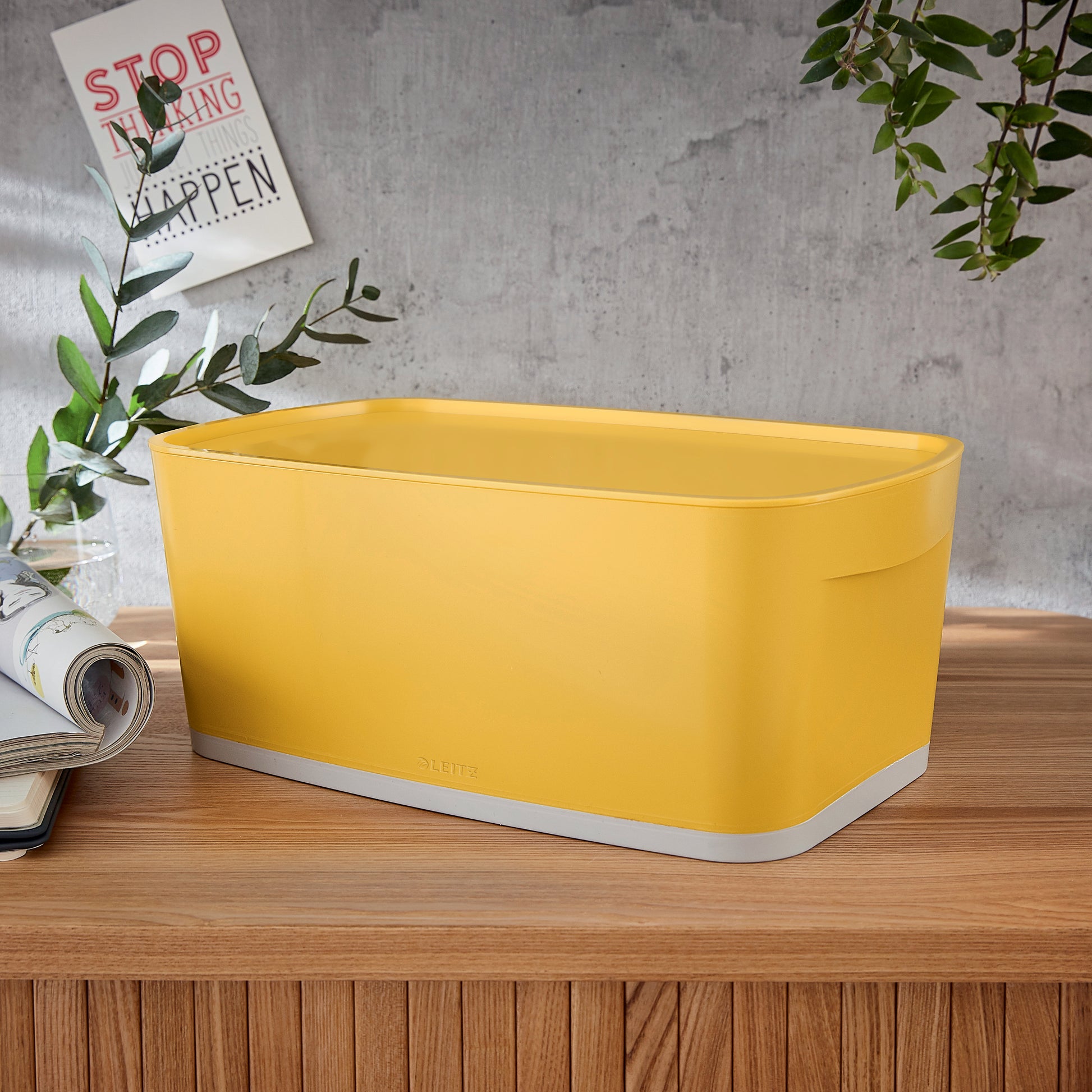 Leitz Aufbewahrungsbox – 5 l, für A5, mit einrastendem Deckel, gelb, Polystyrol (PS), B 318 × H 128 × T 191 mm
