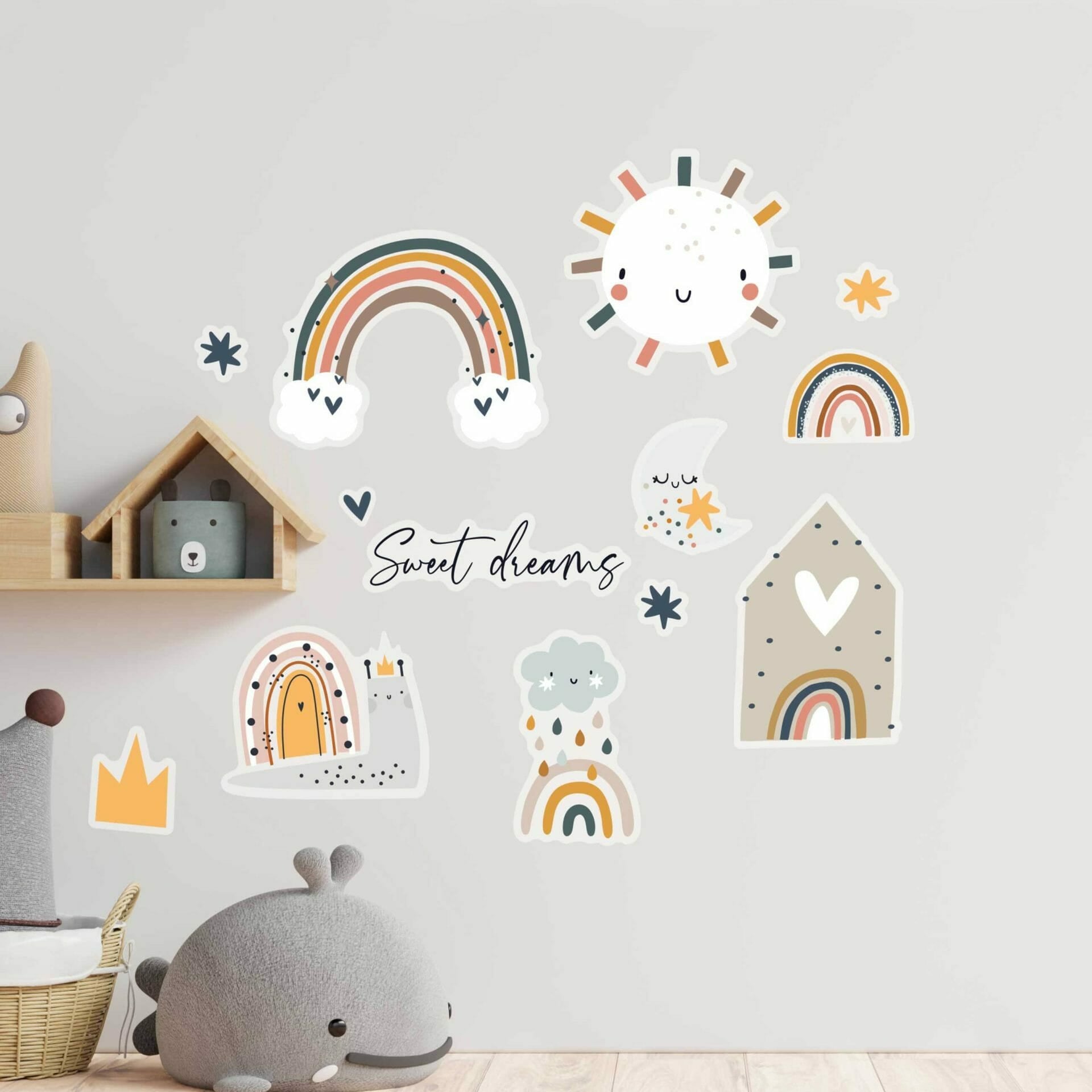 Papierdrachen Wandtattoo-Set – 22 × 30 cm, 8 Blätter – Papier, Mehrfarbig
