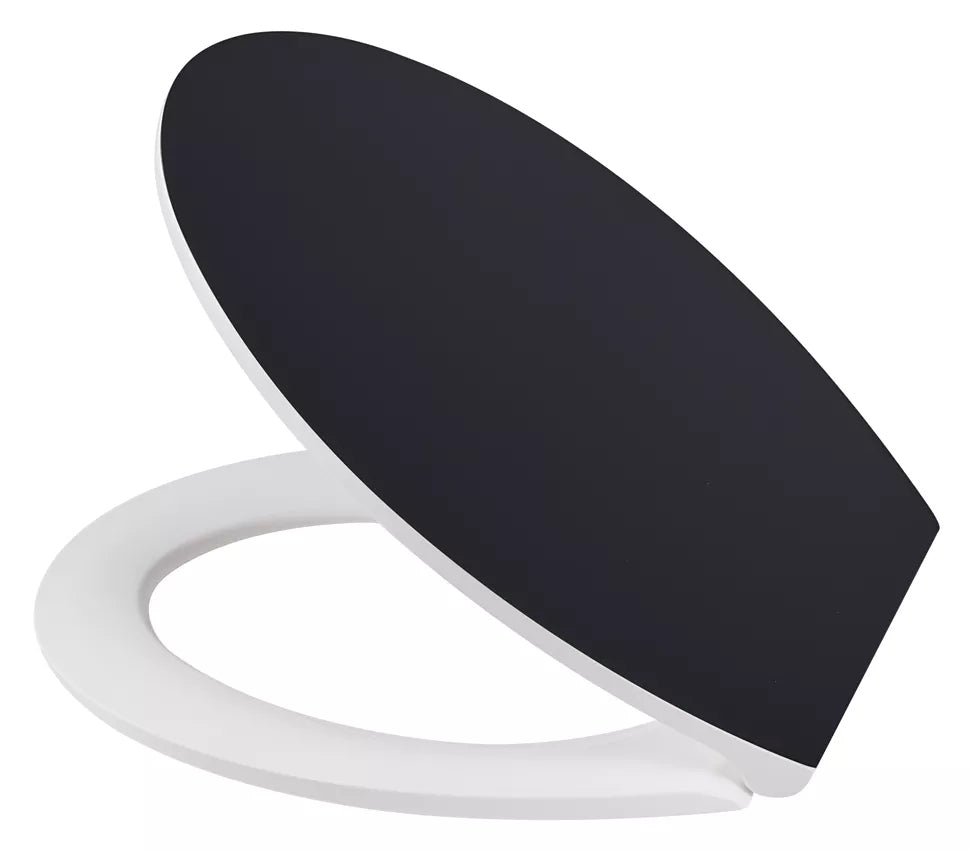 Diaqua Toilettensitz (rund) – Duroplast, schwarz, mit Deckel, 38,2 × 44 cm