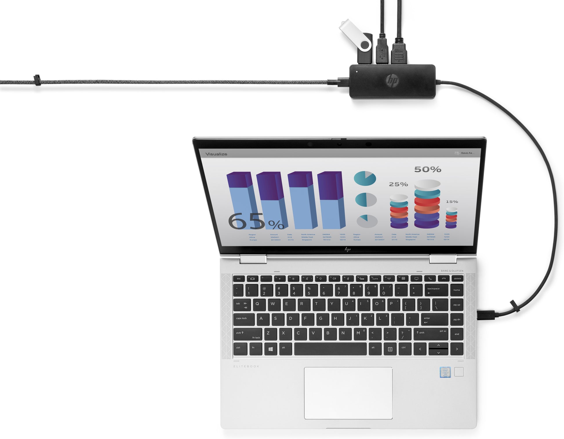 HP G2 Multiport-Adapter – USB-C, 1× HDMI, 1× VGA, 2× USB-A, 1× USB-C