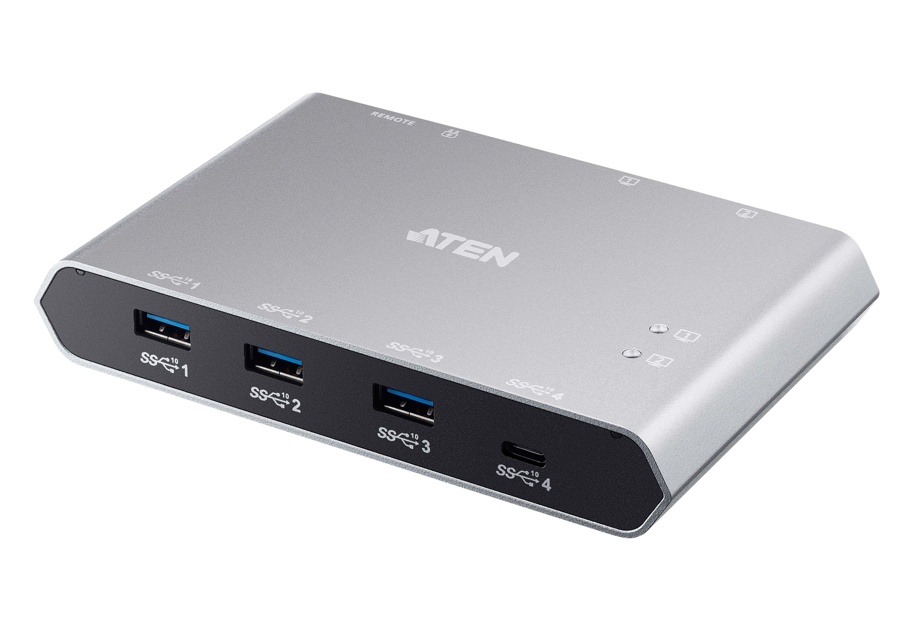 ATEN 2-Port USB-C Gen 2 Sharing Switch – Stromdurchgang, Silber