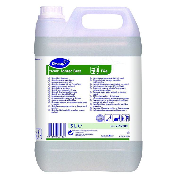 Diversey TASKI Jontec Best F4e Bodenreiniger für wasserbeständige Hartbeläge – Flüssigkeit, Kanister – 5 l