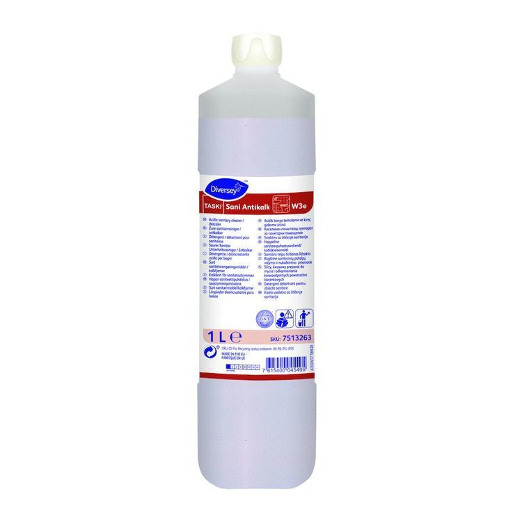 Diversey TASKI Sani Antikalk W3e Bad-/Kalkreiniger für WC/Pissoir – Flüssigkeit, Flasche – 1 l