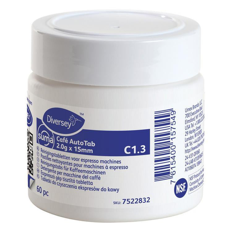Diversey Suma Café AutoTab C1.3 Entkalker (Haushaltsgeräte) für Espressovollautomaten – Dose – 60 Tabs