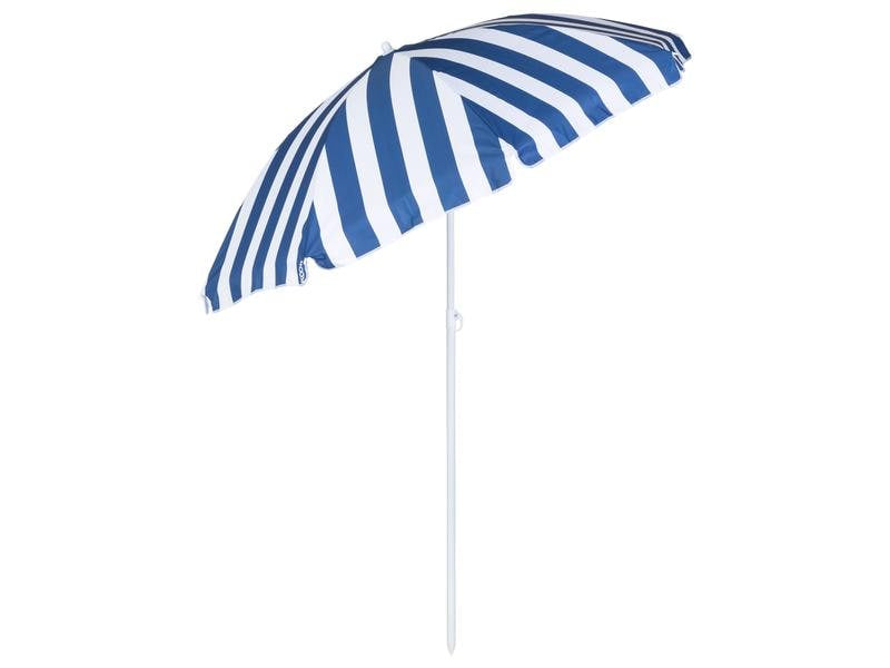 KOOR Sonnenschirm Marino – rund Ø 150 cm × 180 cm, blau/weiss, für Aussenbereich